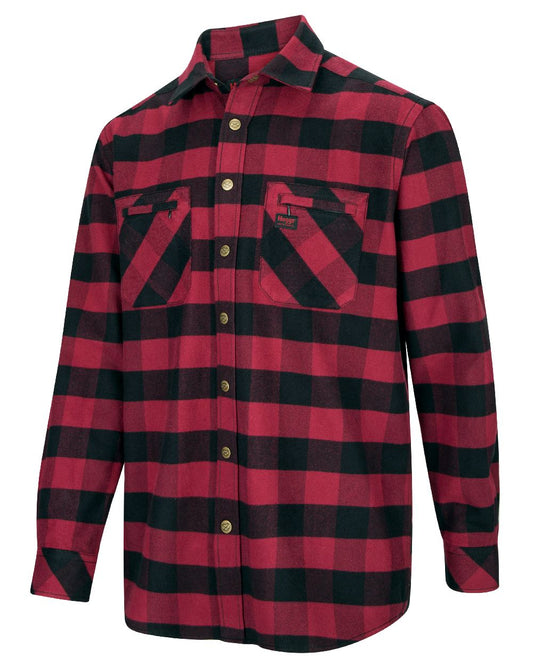 Red Black coloured Hoggs of Fife Tentsmuir Flannel Shirt on white background #colour_red-black