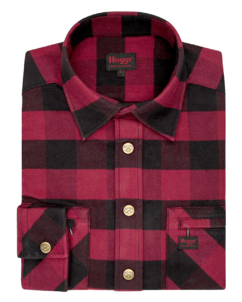 Red Black coloured Hoggs of Fife Tentsmuir Flannel Shirt on white background #colour_red-black
