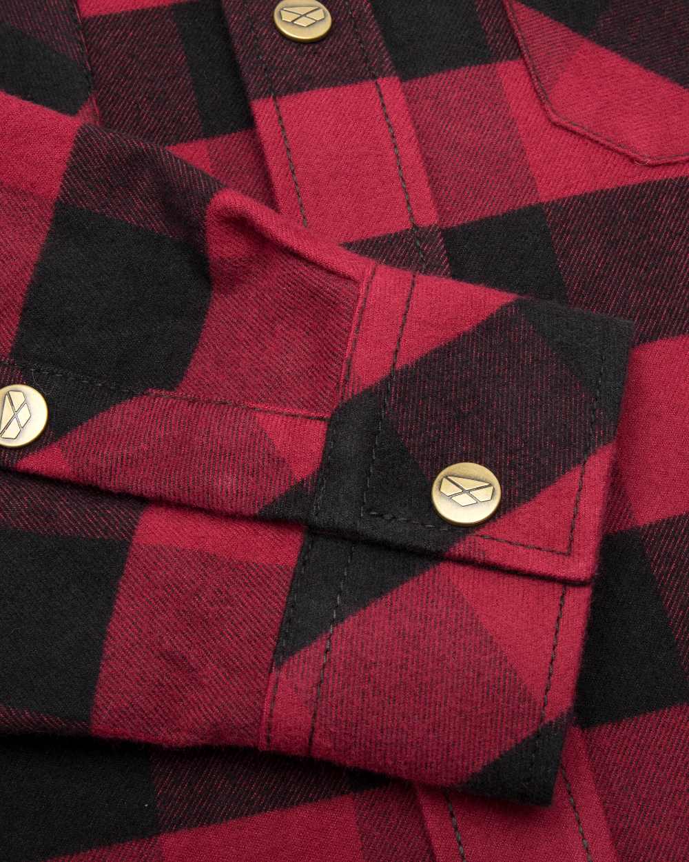 Red Black coloured Hoggs of Fife Tentsmuir Flannel Shirt on white background #colour_red-black