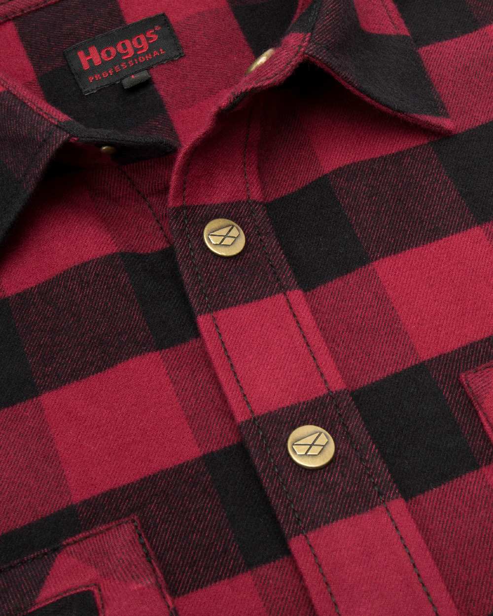Red Black coloured Hoggs of Fife Tentsmuir Flannel Shirt on white background #colour_red-black