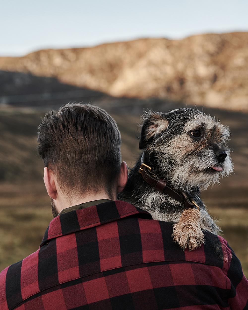 Red Black coloured Hoggs of Fife Tentsmuir Flannel Shirt on mountain background #colour_red-black