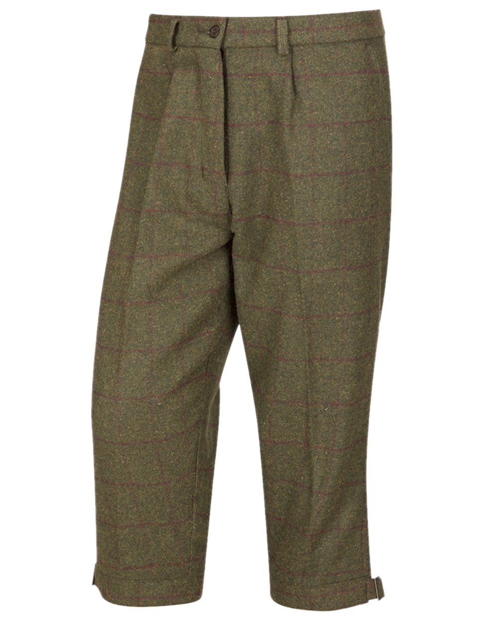 Olive Wine Coloured Hoggs of Fife Tummel Tweed Field Breeks on white background #colour_olive-wine