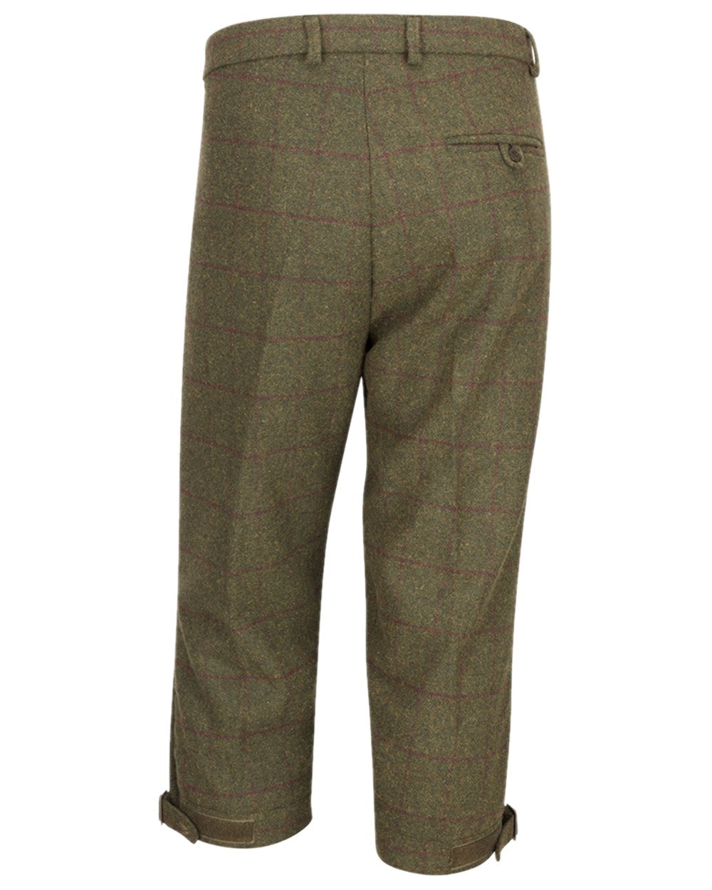 Olive Wine Coloured Hoggs of Fife Tummel Tweed Field Breeks on white background #colour_olive-wine