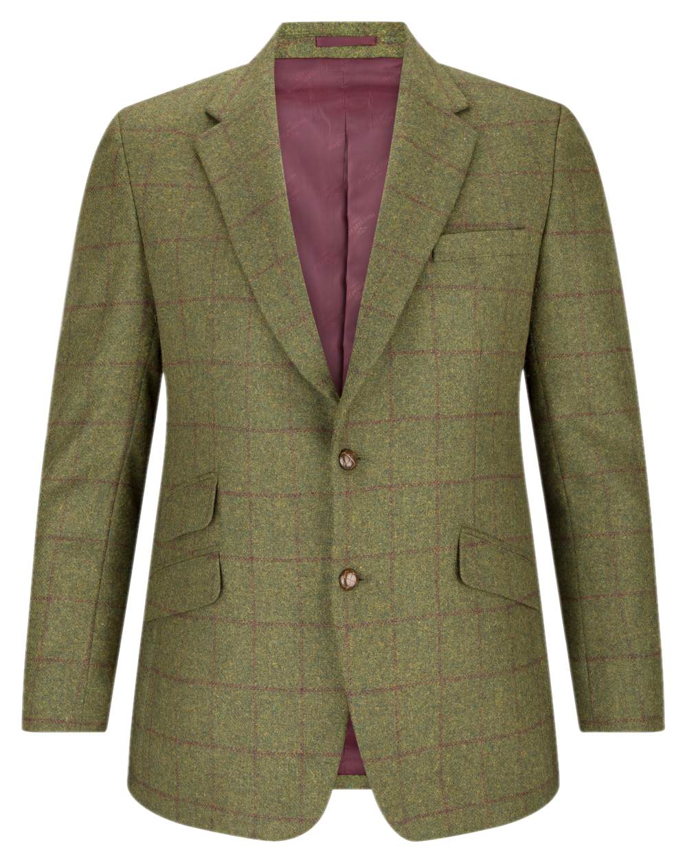 Olive Wine Coloured Hoggs of Fife Tummel Tweed Sports Jacket on white background #colour_olive-wine