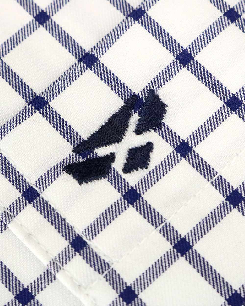 Navy White Check Coloured Hoggs of Fife Turnberry Cotton Twill Shirt on white background #colour_navy-white-check