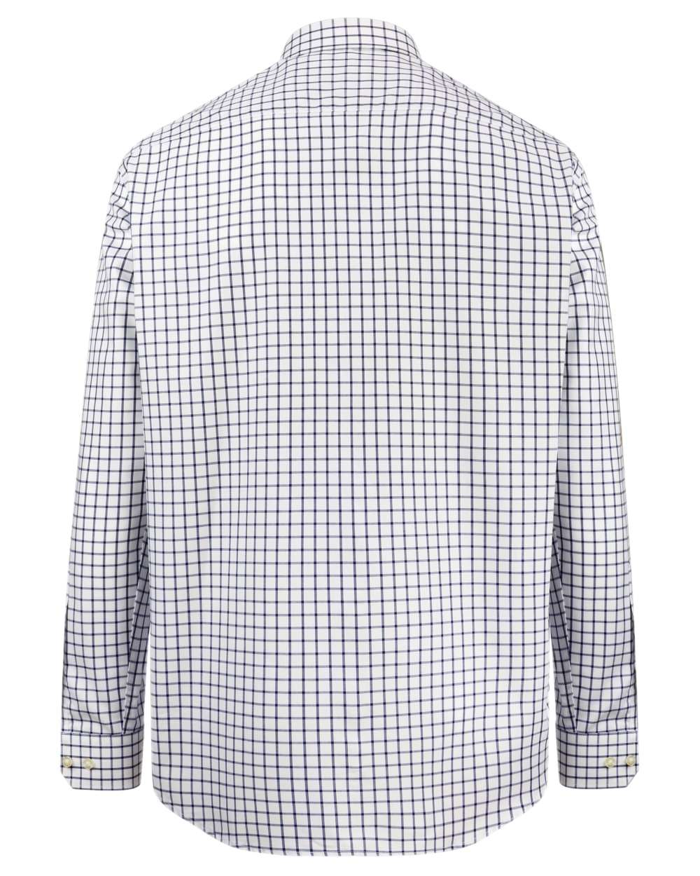 Navy White Check Coloured Hoggs of Fife Turnberry Cotton Twill Shirt on white background #colour_navy-white-check