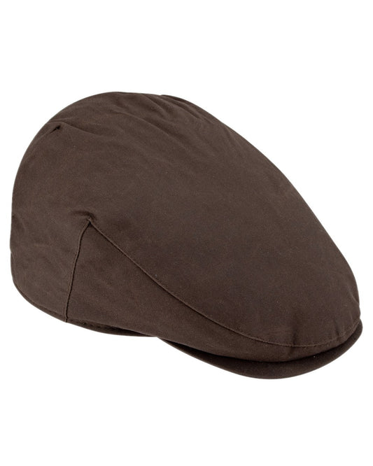 Brown Coloured Hoggs of Fife Wax Flat Cap on white background #colour_brown