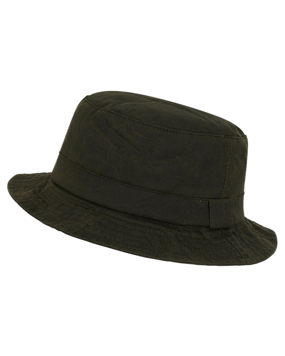 Dark Olive Coloured Hoggs of Fife Waxed Bush Hat on white background #colour_dark-olive