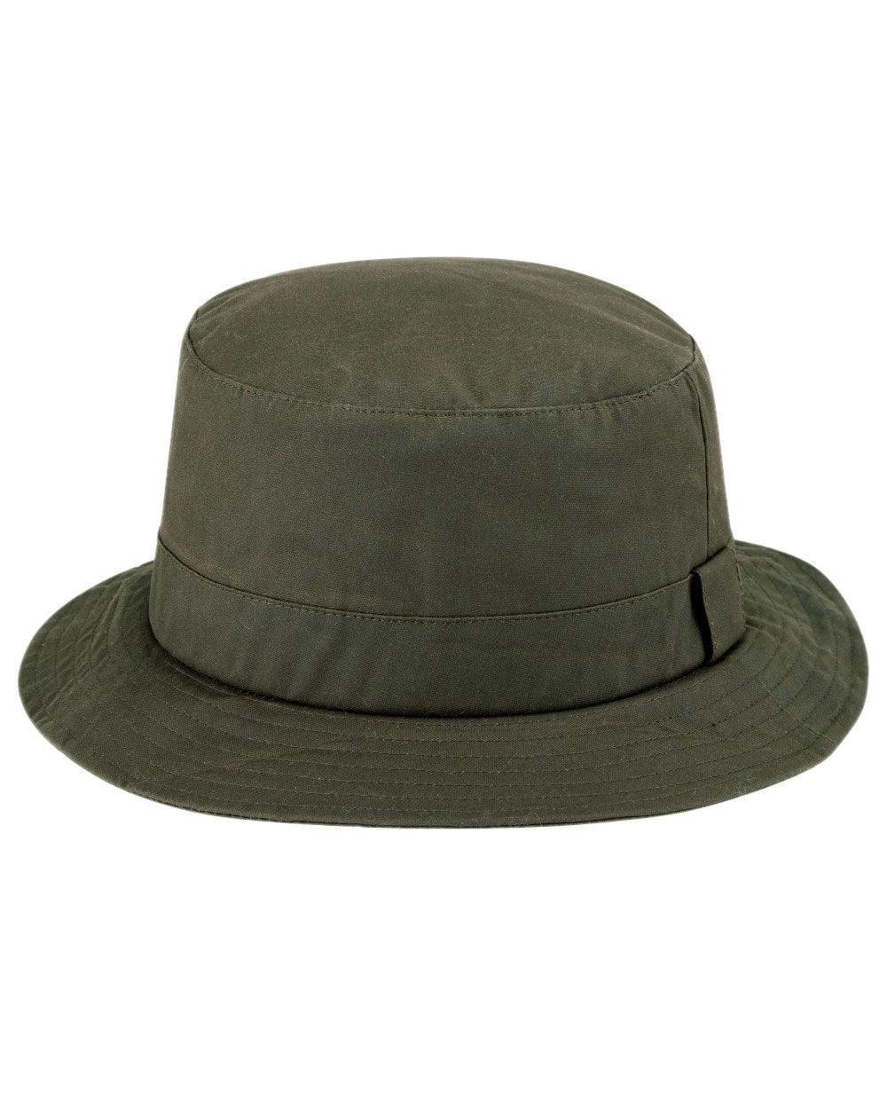 Dark Olive Coloured Hoggs of Fife Waxed Bush Hat on white background #colour_dark-olive