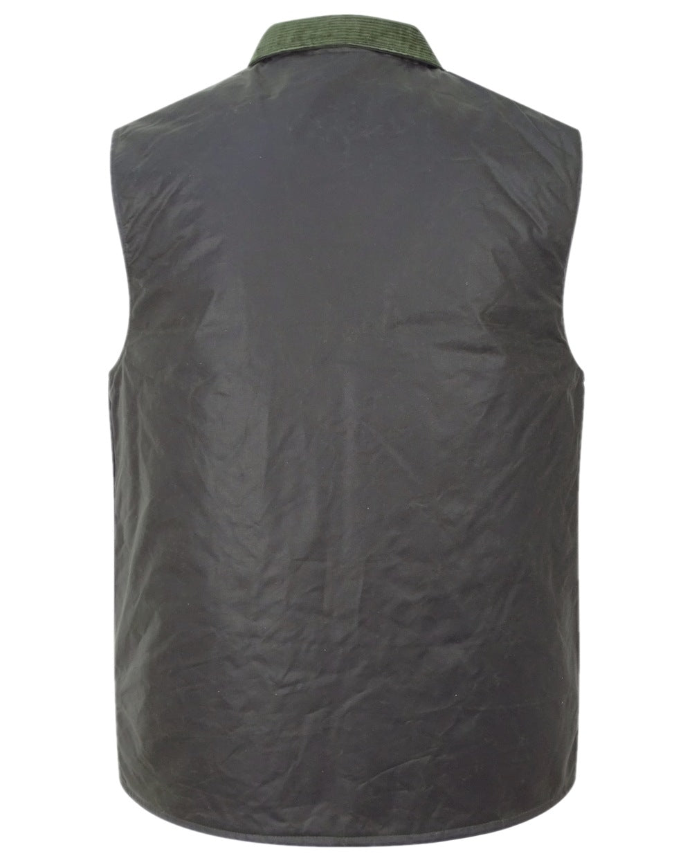 Olive Coloured Hoggs of Fife Waxed Waistcoat on white background #colour_olive
