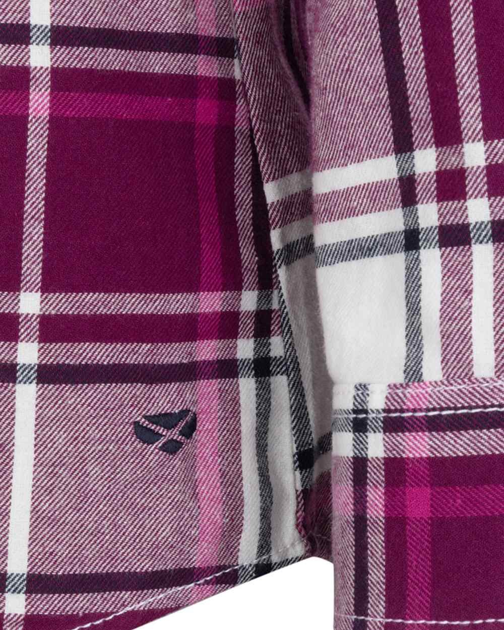 Berry Check Coloured Hoggs of Fife Womens Caitlyn Oversized Flannel Shirt on white background #colour_berry-check