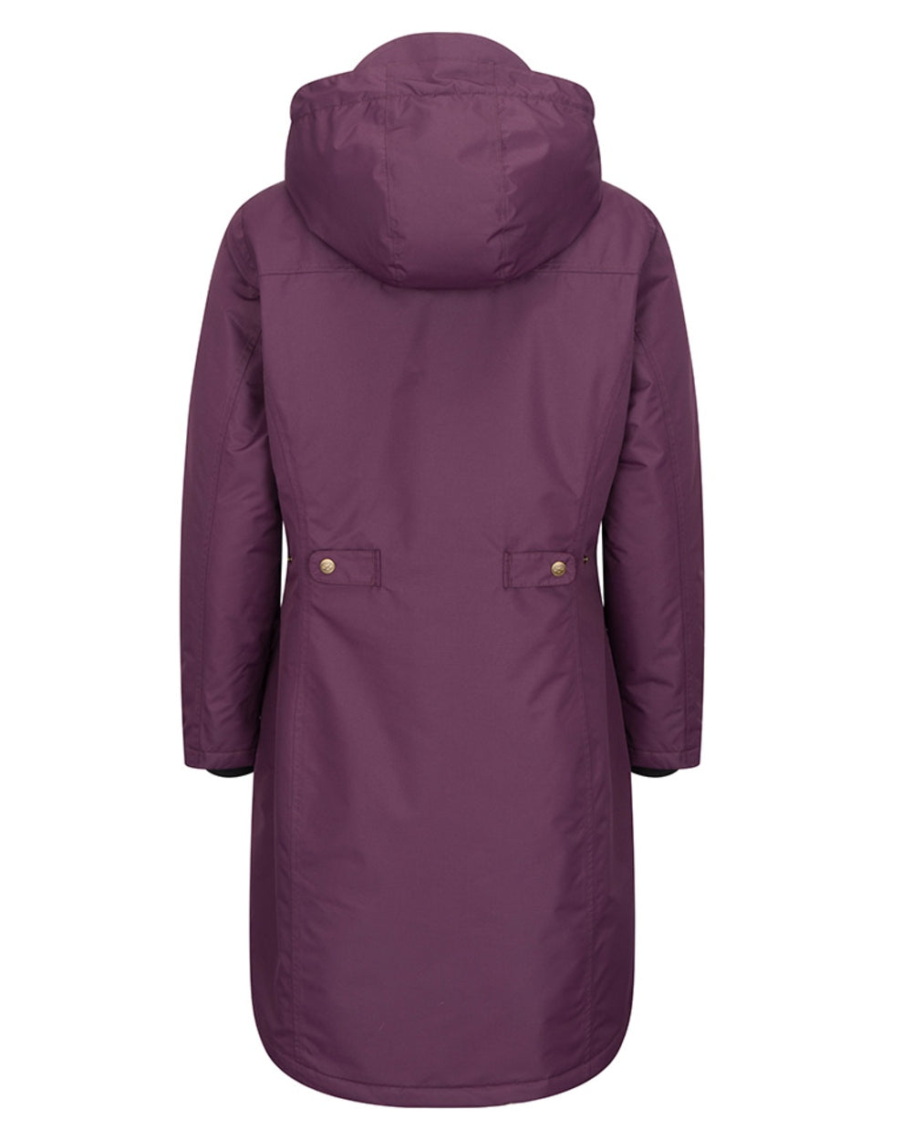 Black Berry Coloured Hoggs of Fife Womens Walker Long Coat on white background #colour_black-berry