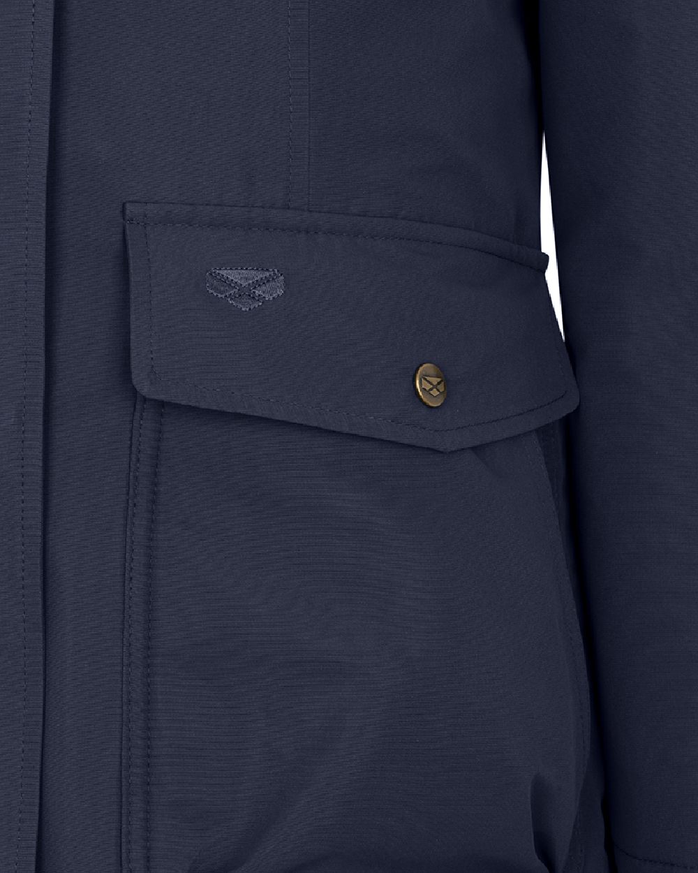 Navy coloured Hoggs of Fife Womens Walker Long Coat on white background #colour_navy