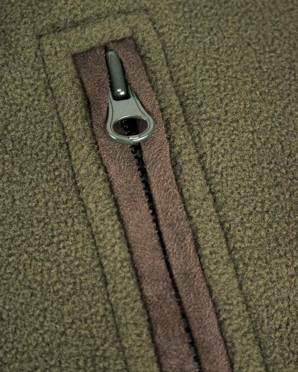 Green Coloured Hoggs of Fife Woodhall Fleece Gilet on white background #colour_green