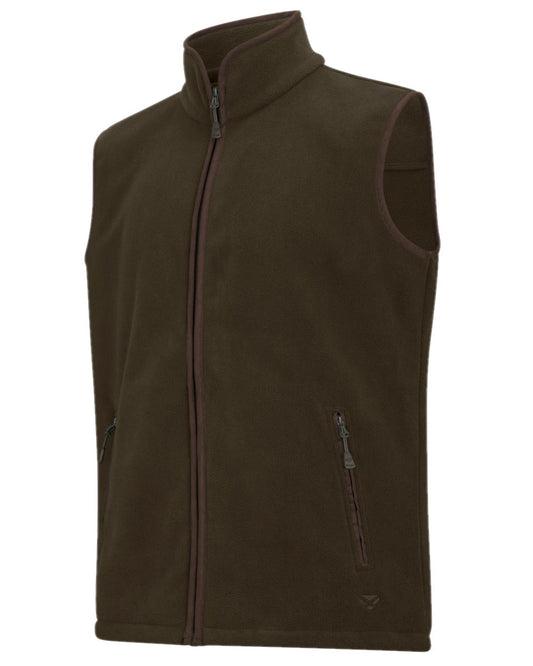 Green Coloured Hoggs of Fife Woodhall Fleece Gilet on white background #colour_green