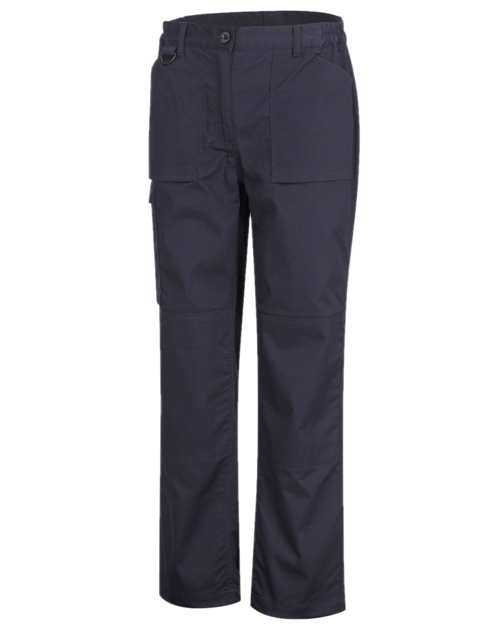 Navy Coloured Hoggs of Fife WorkHogg Ladies Stretch Trousers on white background #colour_navy