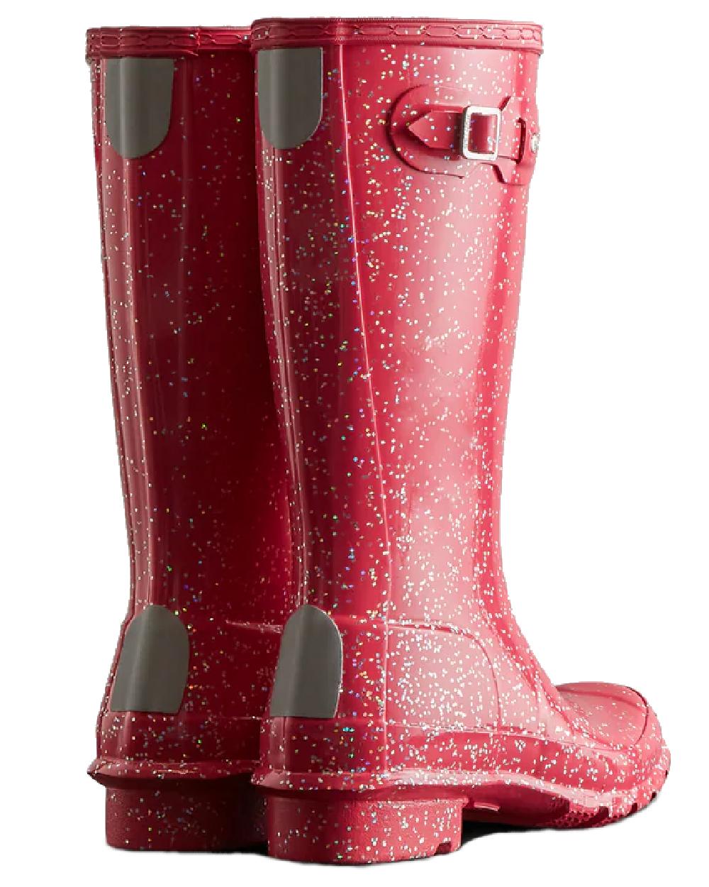 Thrift Pink coloured Hunter Big Kids Giant Glitter Wellington Boots on white background #colour_thrift-pink