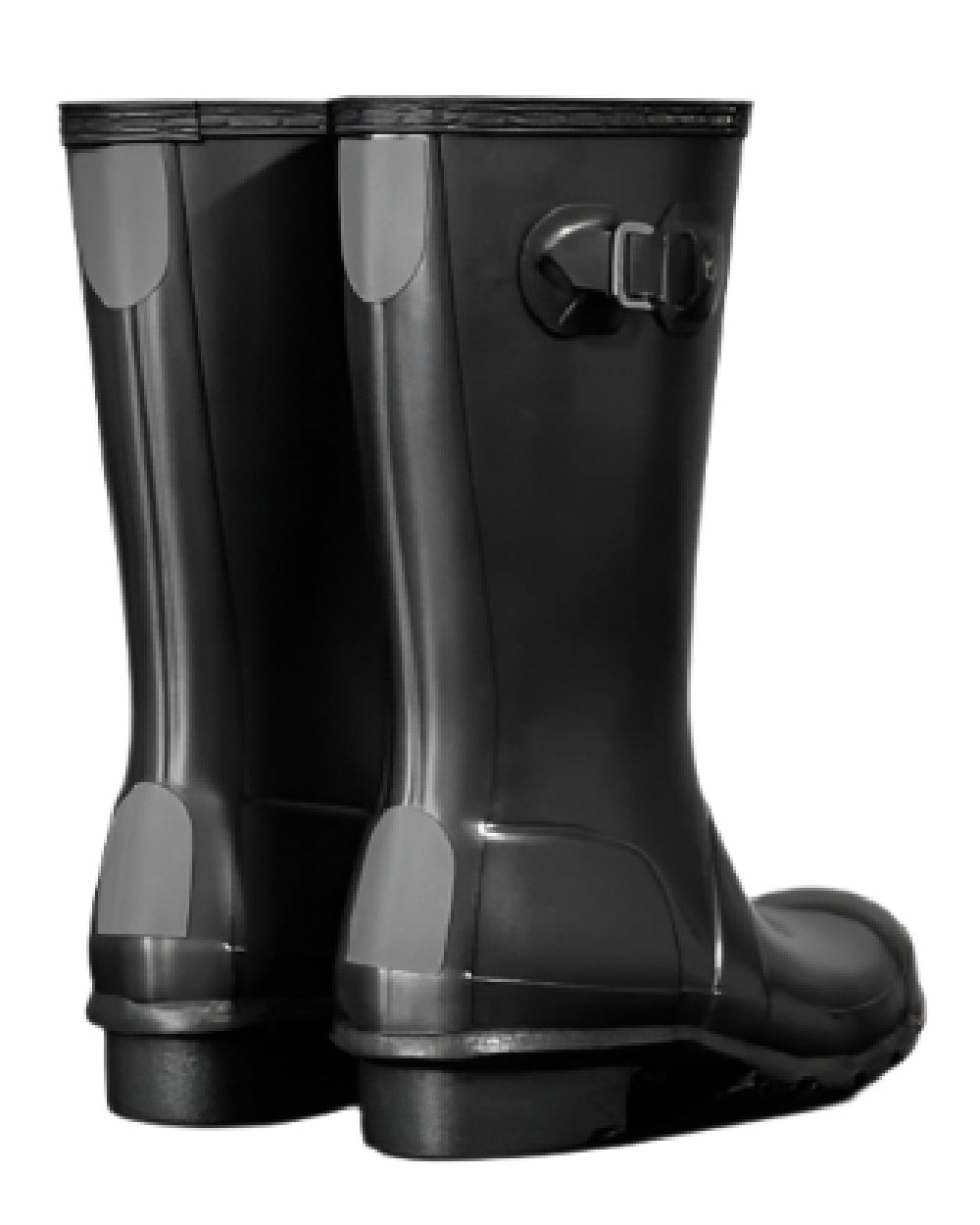 Black coloured Hunter Big Kids Original Pearlised Wellington Boots on white background #colour_black