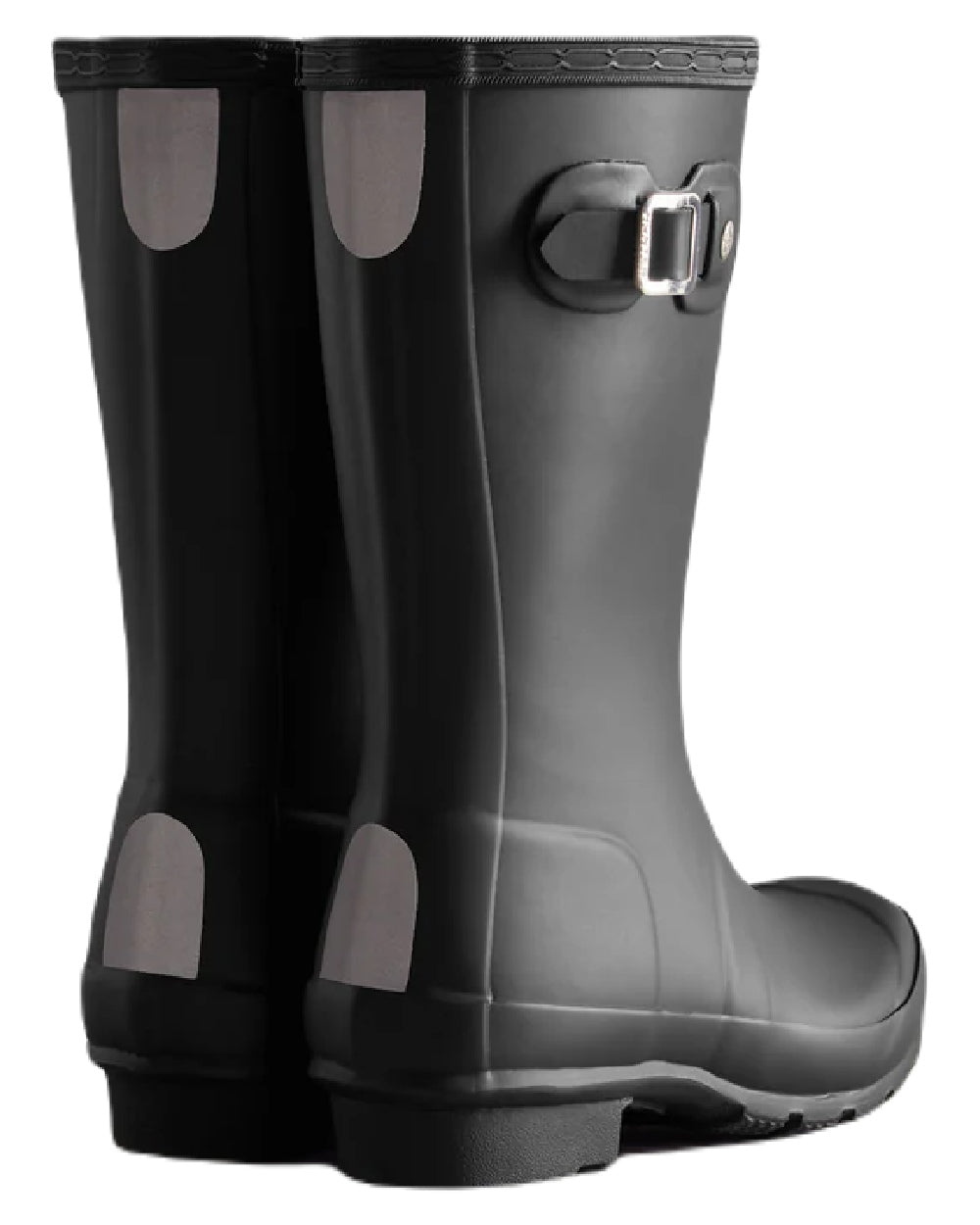 Black coloured Hunter Big Kids Original Wellington Boots on white background #colour_black