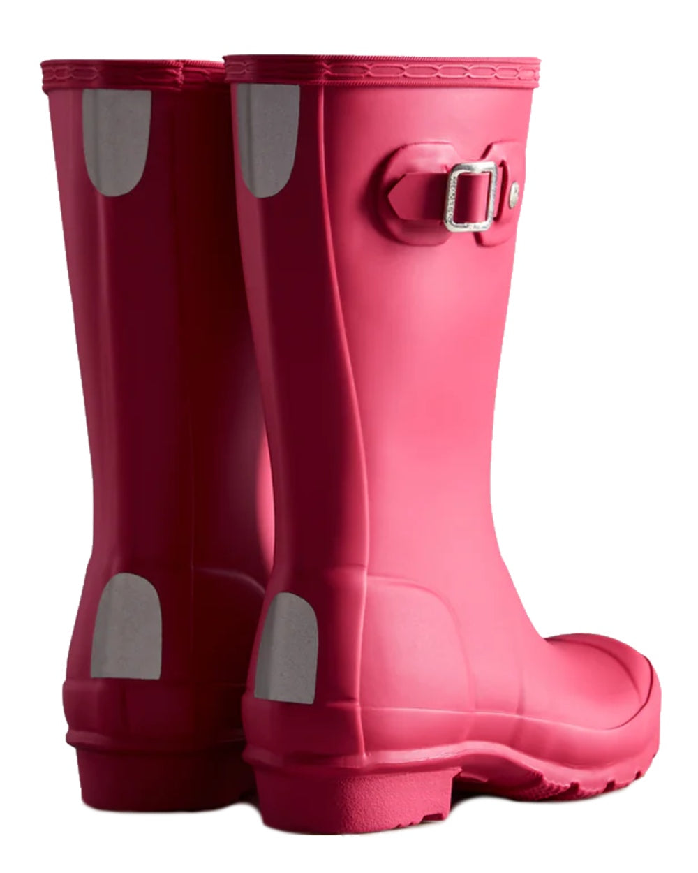 Bright Pink coloured Hunter Big Kids Original Wellington Boots on white background #colour_bright-pink