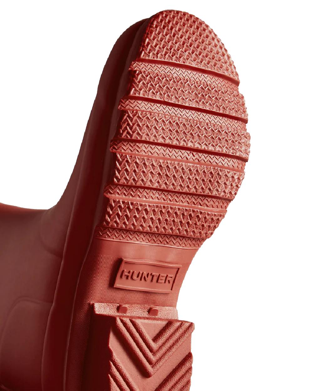 Military Red coloured Hunter Big Kids Original Wellington Boots on white background #colour_military-red