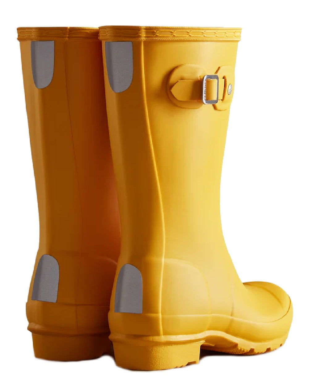 Yellow coloured Hunter Big Kids Original Wellington Boots on white background #colour_yellow