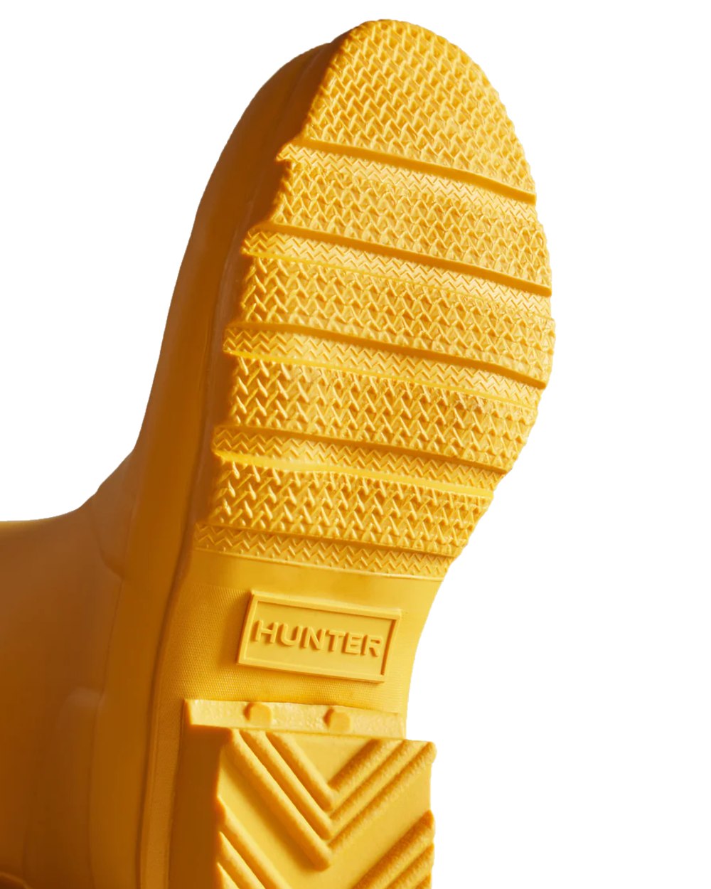 Yellow coloured Hunter Big Kids Original Wellington Boots on white background #colour_yellow