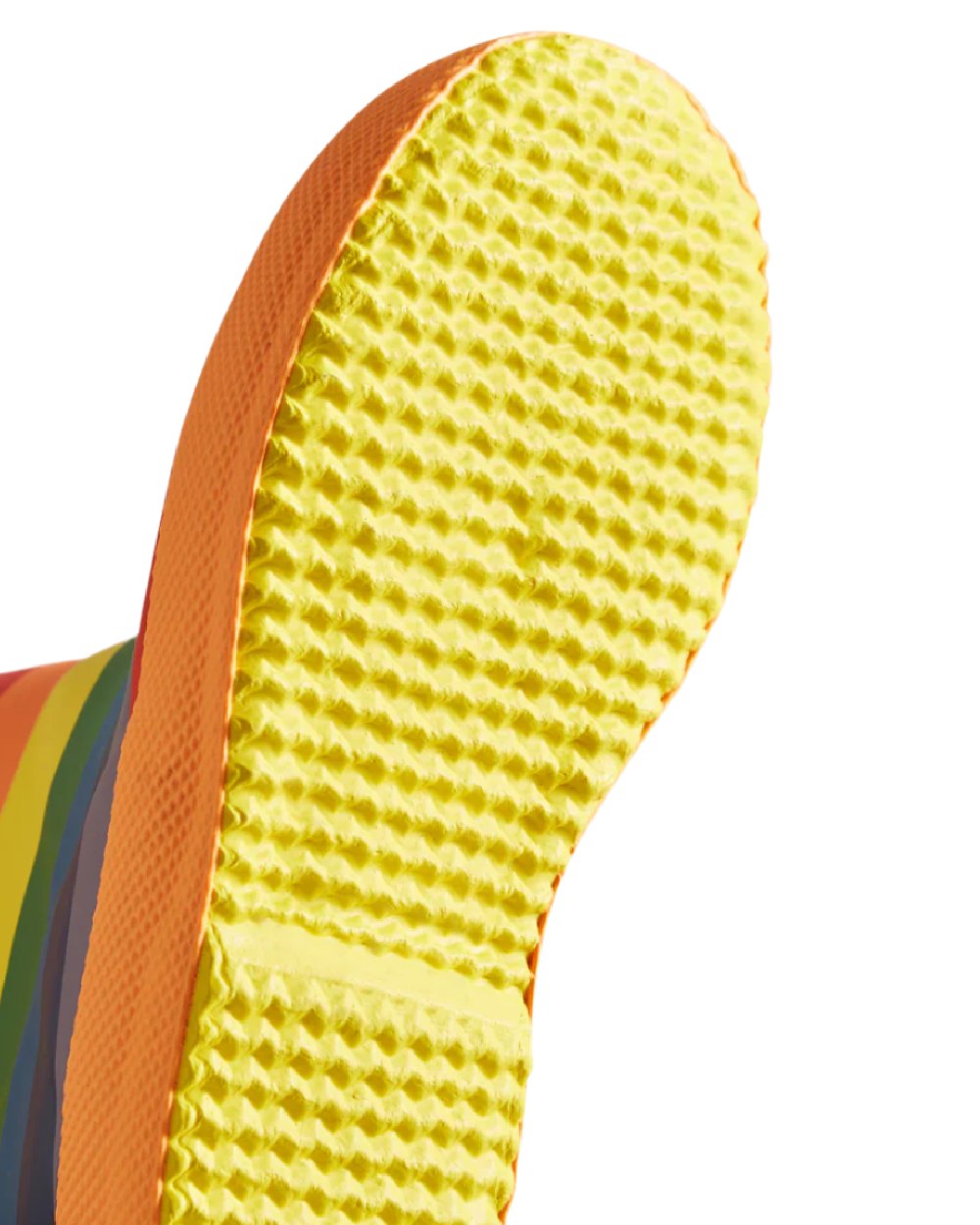 Rainbow coloured Hunter Kids First Classic Rainbow Print Wellington Boots on white background #colour_rainbow