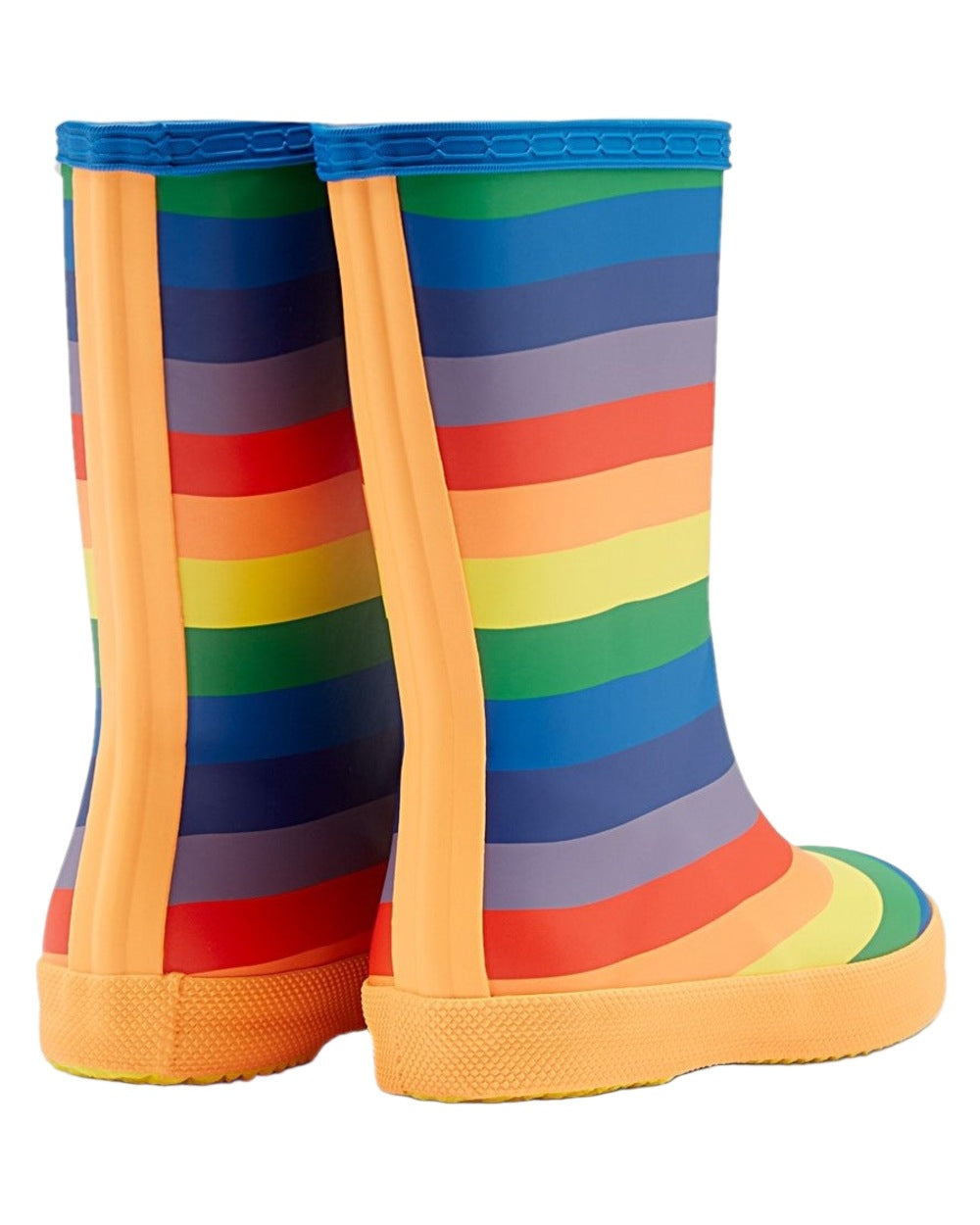 Multicoloured Coloured Hunter Kids First Classic Rainbow Print Wellingtons on white background #colour_multicoloured