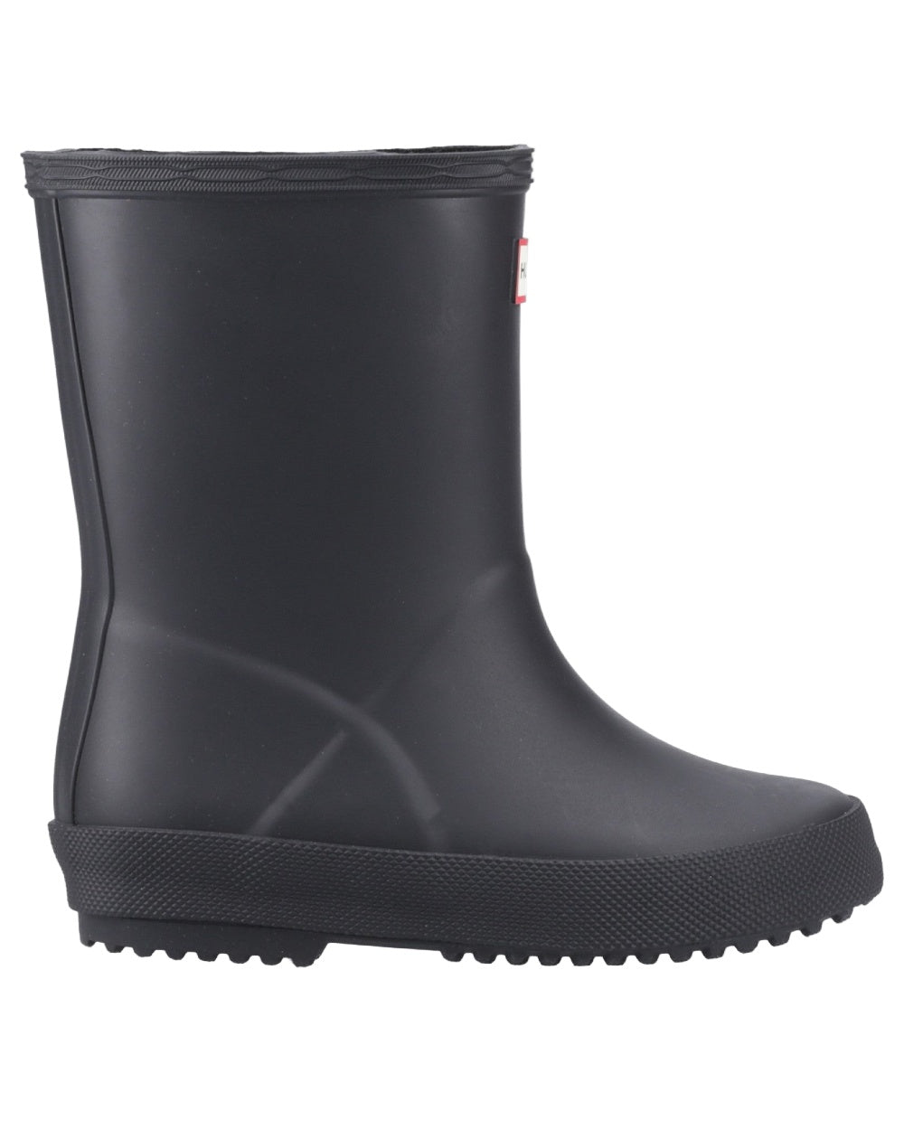 Black Coloured Hunter Kids First Classic Wellingtons on white background #colour_black