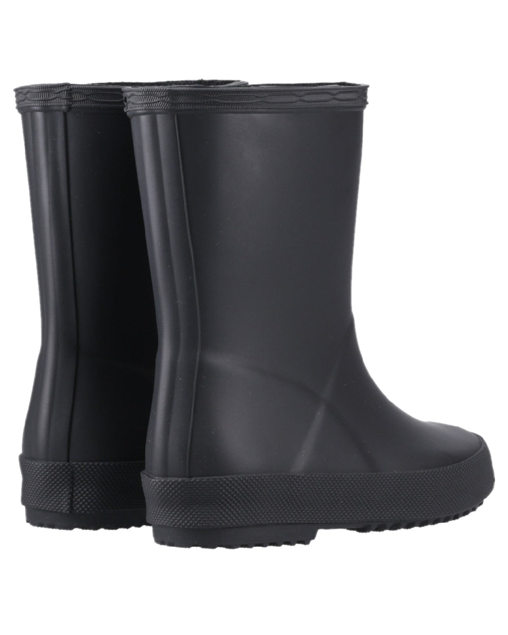 Black Coloured Hunter Kids First Classic Wellingtons on white background #colour_black