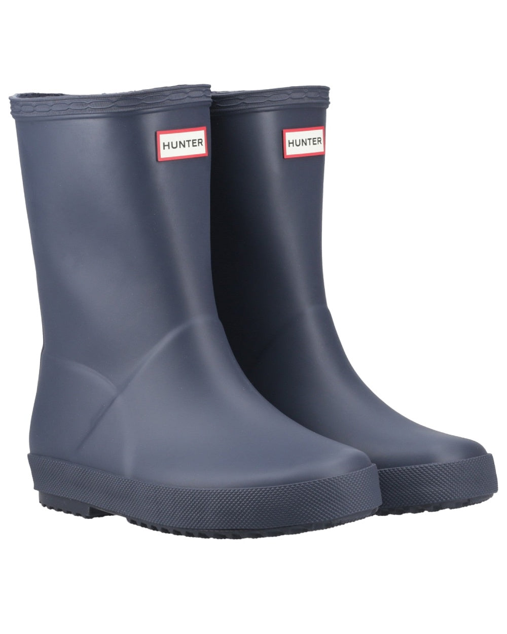 Navy Coloured Hunter Kids First Classic Wellingtons on white background #colour_navy
