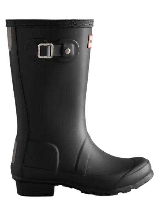 Black coloured Hunter Little Kids Original Wellington Boots on white background #colour_black