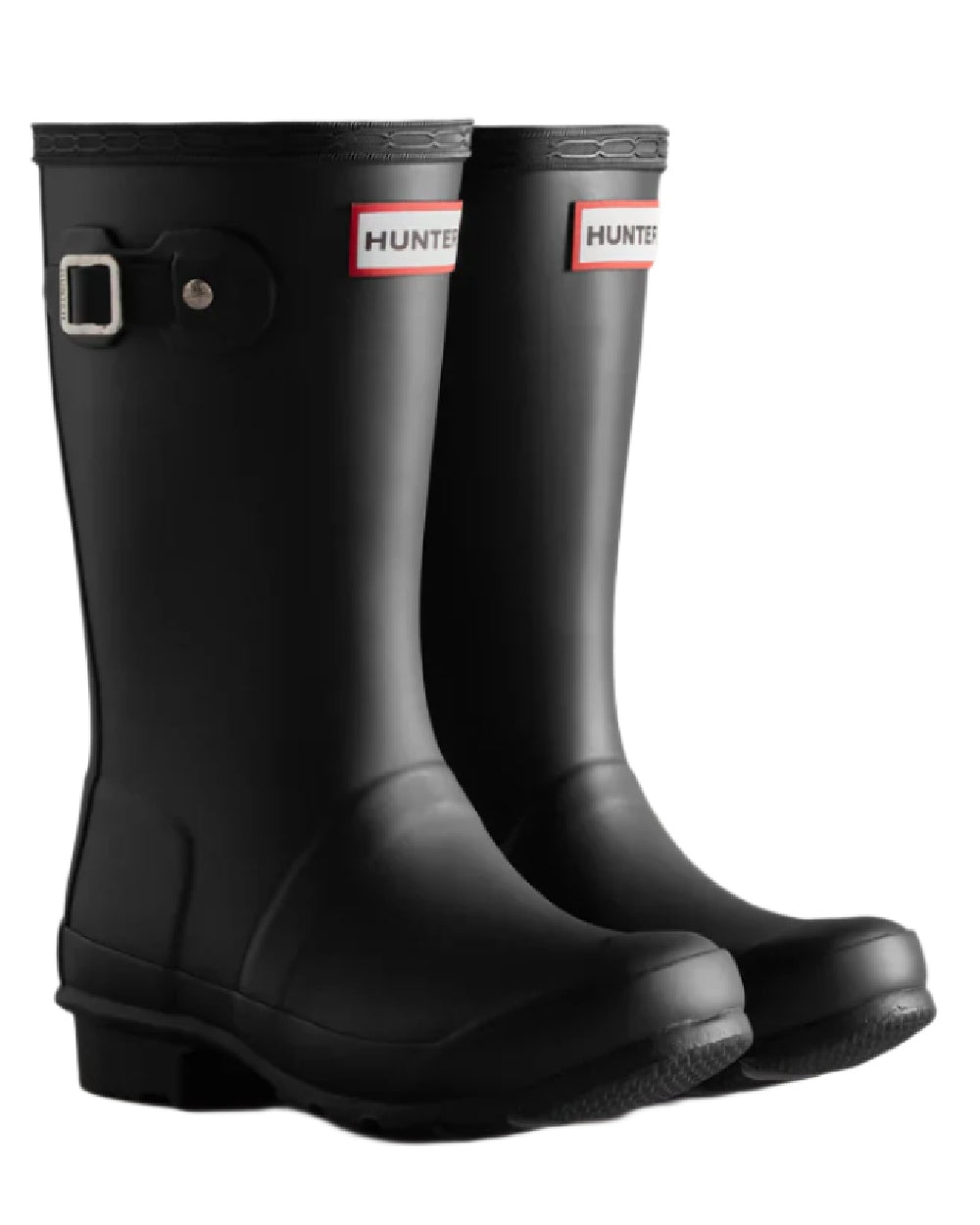 Black coloured Hunter Little Kids Original Wellington Boots on white background #colour_black