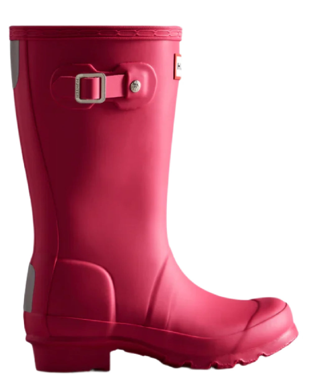 Bright Pink coloured Hunter Little Kids Original Wellington Boots on white background #colour_bright-pink