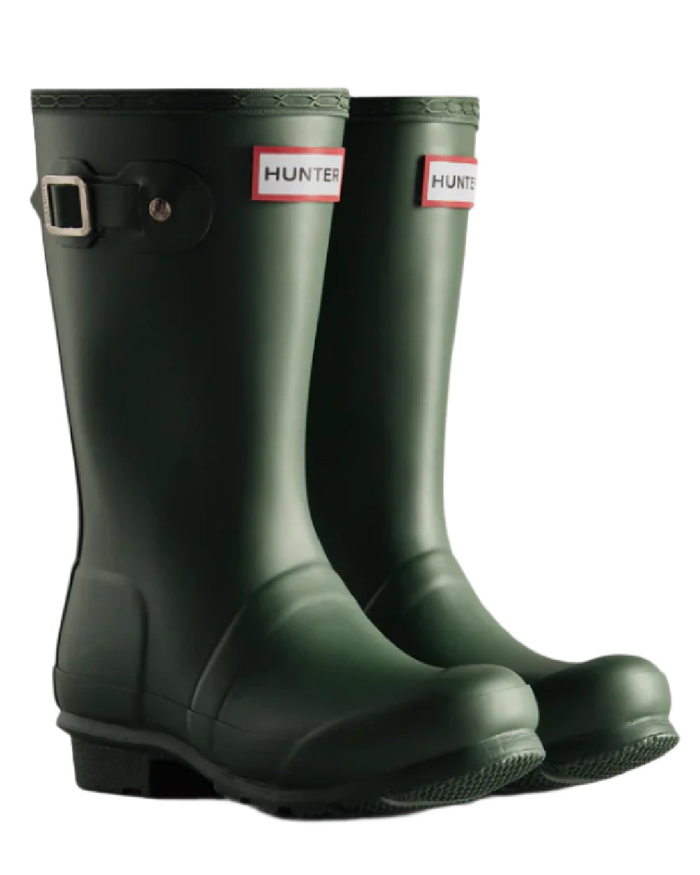 Hunter Green coloured Hunter Little Kids Original Wellington Boots on white background #colour_hunter-green