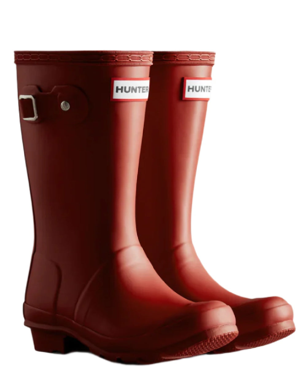 Military Red coloured Hunter Little Kids Original Wellington Boots on white background #colour_military-red