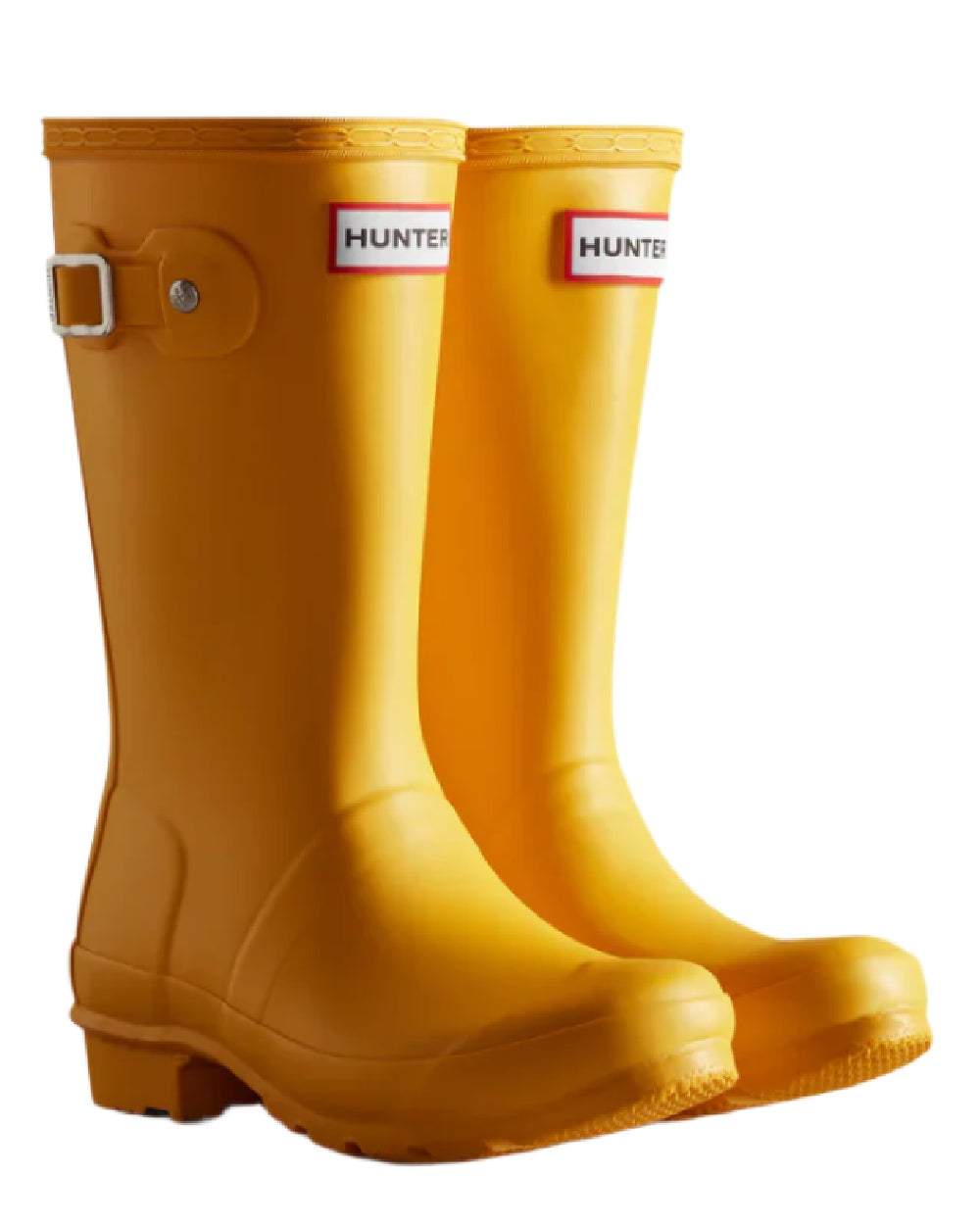 Yellow coloured Hunter Little Kids Original Wellington Boots on white background #colour_yellow
