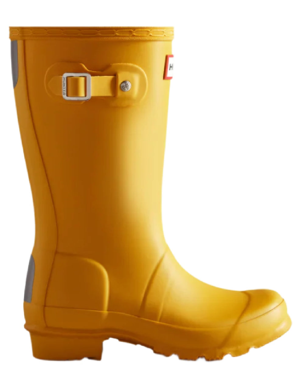 Yellow coloured Hunter Little Kids Original Wellington Boots on white background #colour_yellow