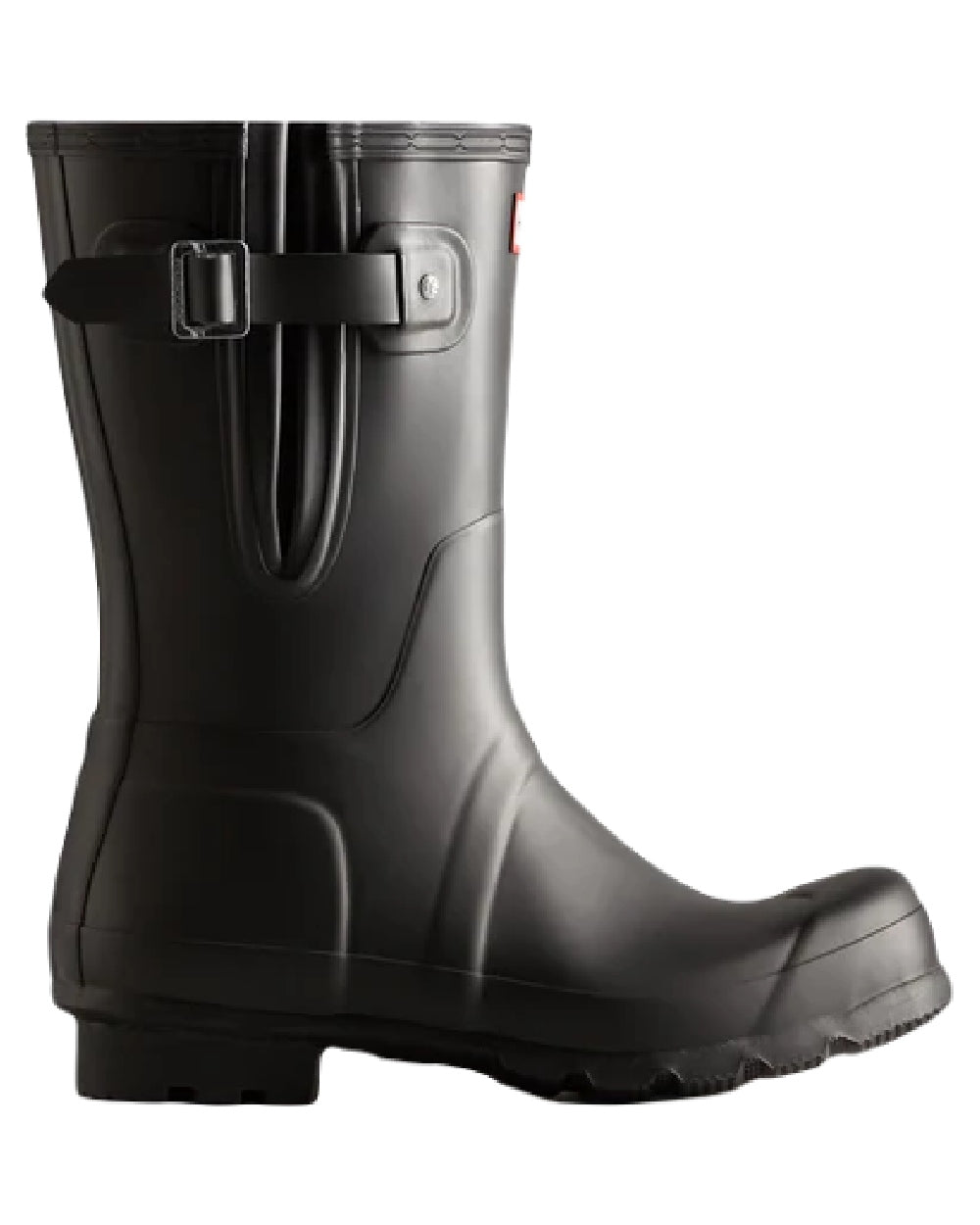 Black coloured Hunter Mens Adjustable Short Wellington Boots on white background #colour_black