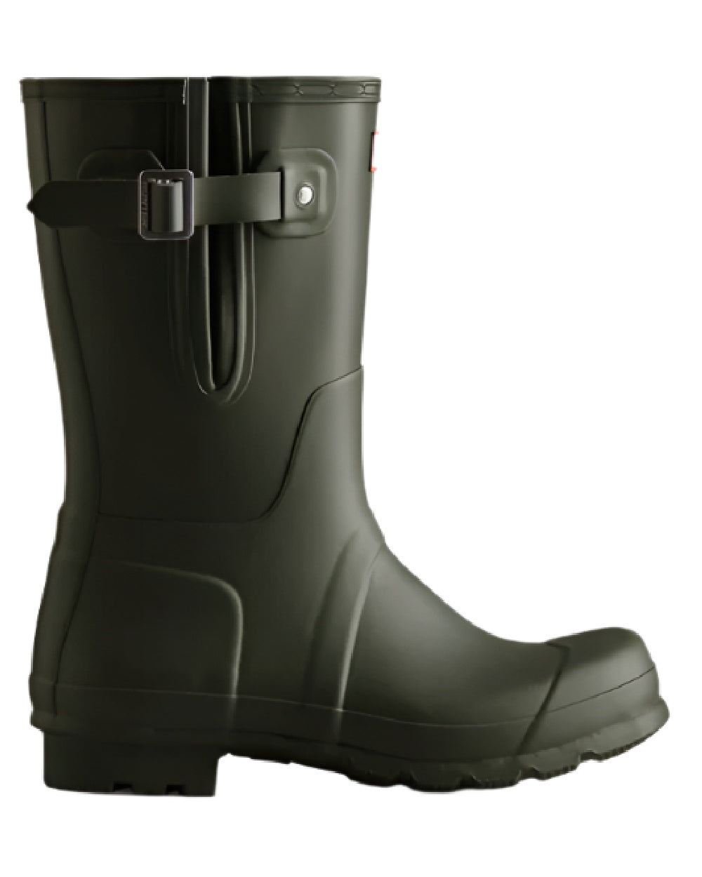 Olive Green coloured Hunter Mens Adjustable Short Wellington Boots on white background #colour_olive-green