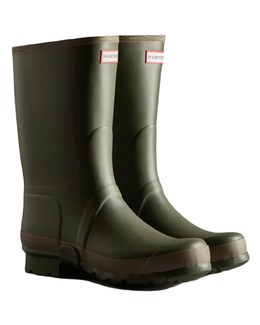 Dark Olive Clay coloured Hunter Mens Gardener Wellington Boots on white background #colour_dark-olive-clay