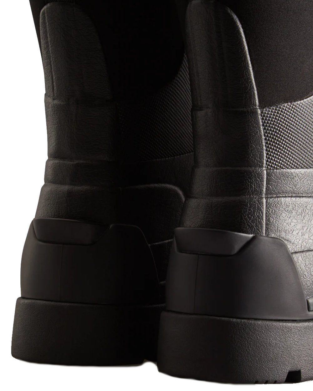Black coloured Hunter Womens Balmoral Hybrid Tall Wellington Boots on white background #colour_black