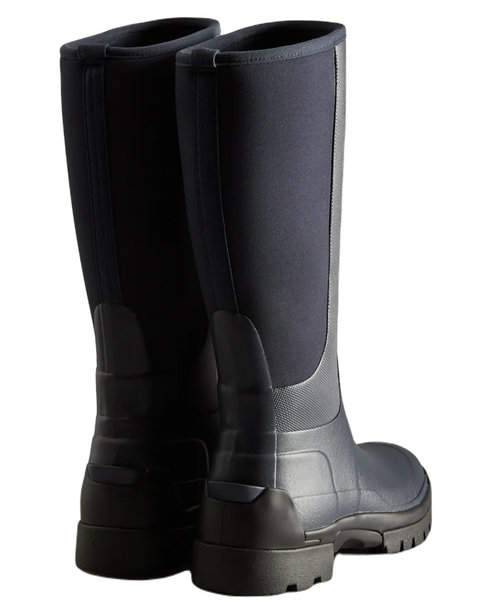 Navy coloured Hunter Womens Balmoral Hybrid Tall Wellington Boots on white background #colour_navy