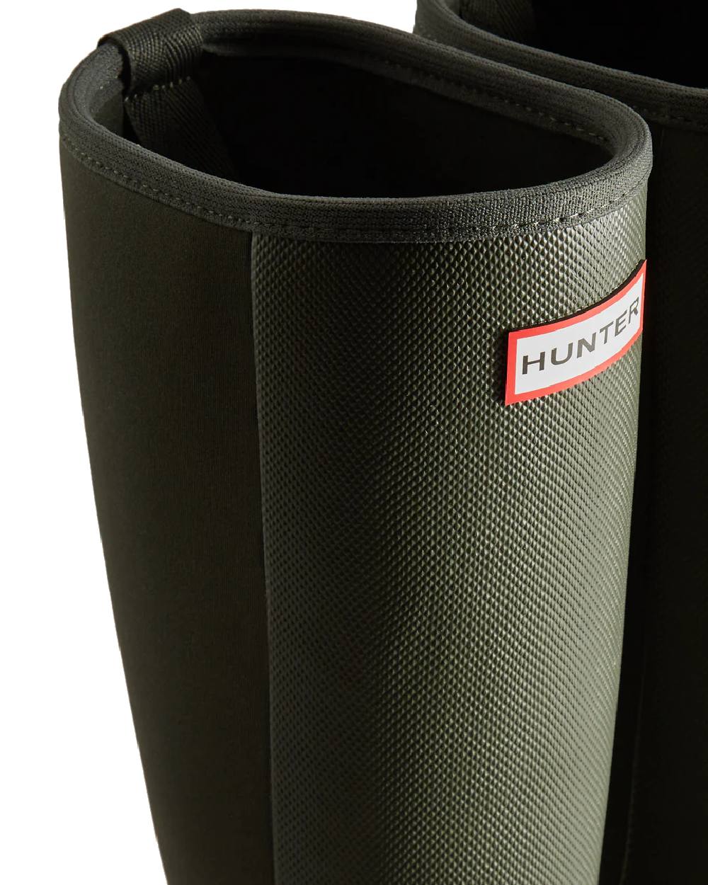 Olive coloured Hunter Womens Balmoral Hybrid Tall Wellington Boots on white background #colour_olive