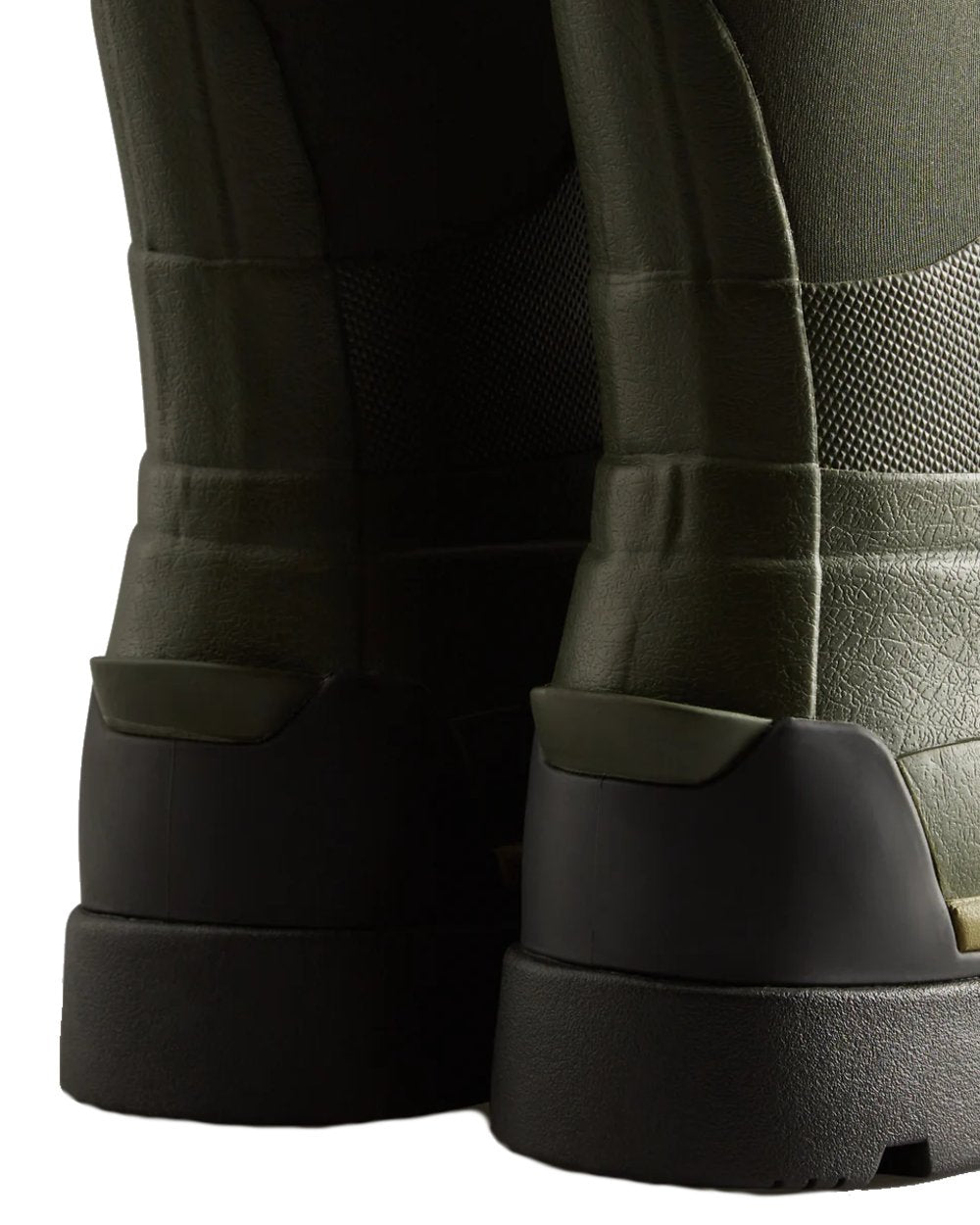 Olive coloured Hunter Womens Balmoral Hybrid Tall Wellington Boots on white background #colour_olive