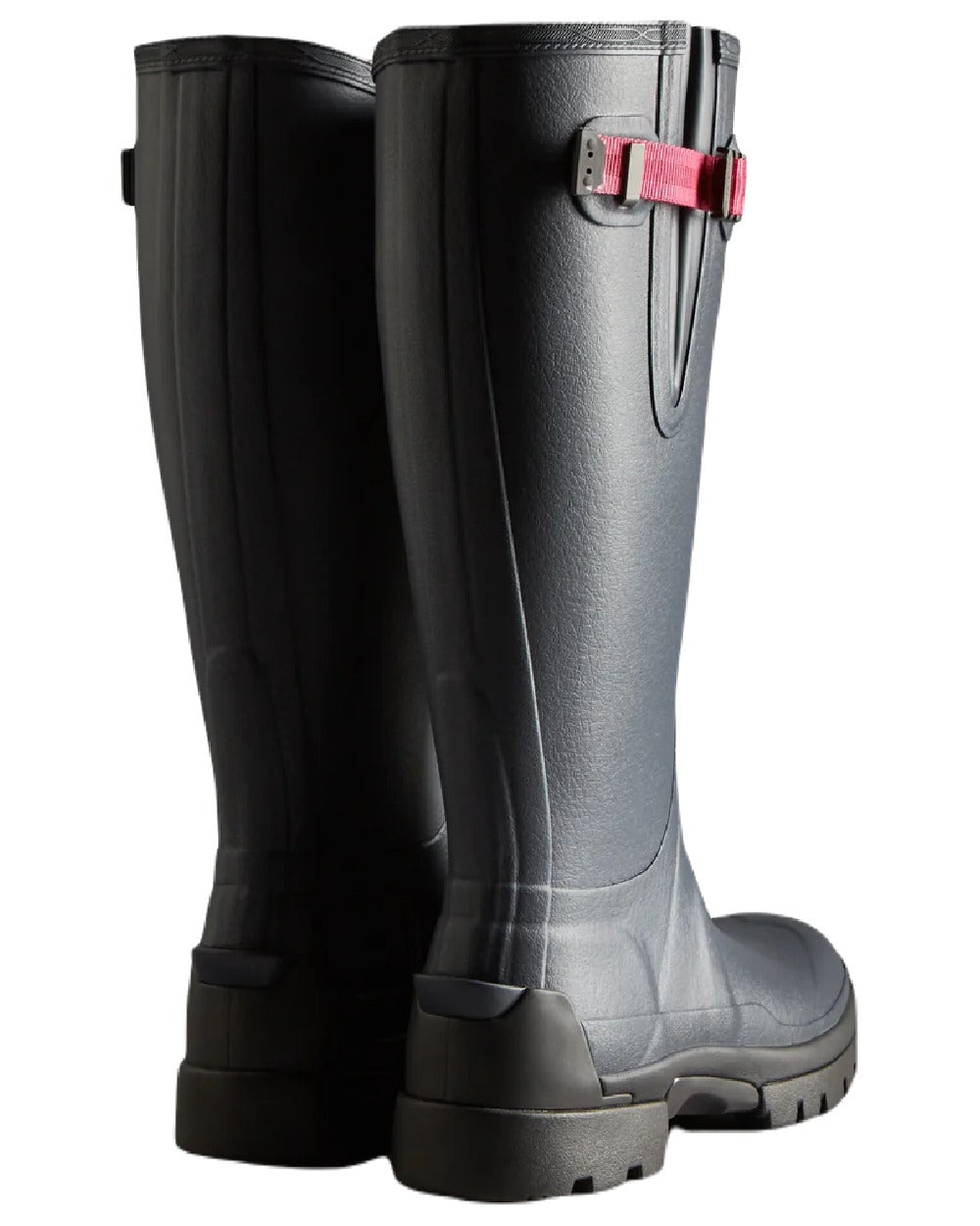Navy coloured Hunter Womens Balmoral Neoprene Adjustable Wellingtons on white background #colour_navy