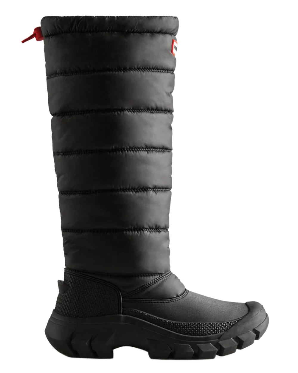 Black coloured Hunter Womens Intrepid Insulated Tall Snow Boots on white background #colour_black