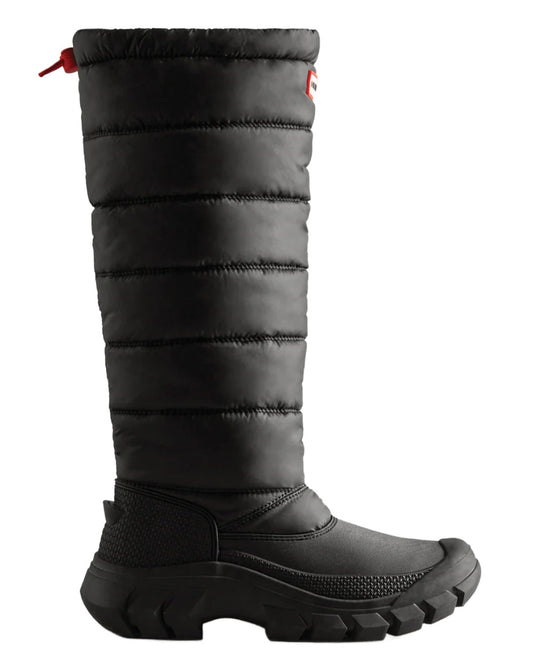 Black coloured Hunter Womens Intrepid Insulated Tall Snow Boots on white background #colour_black
