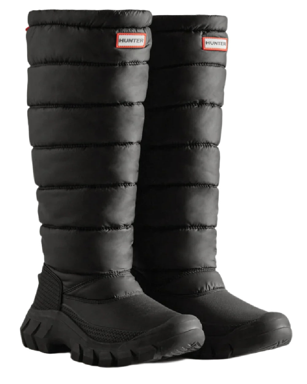 Black coloured Hunter Womens Intrepid Insulated Tall Snow Boots on white background #colour_black